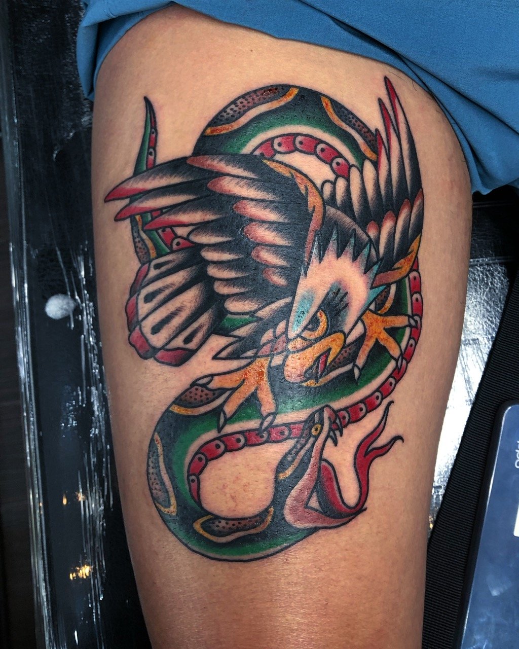 American Traditional tattoo — umbrella skull flash
